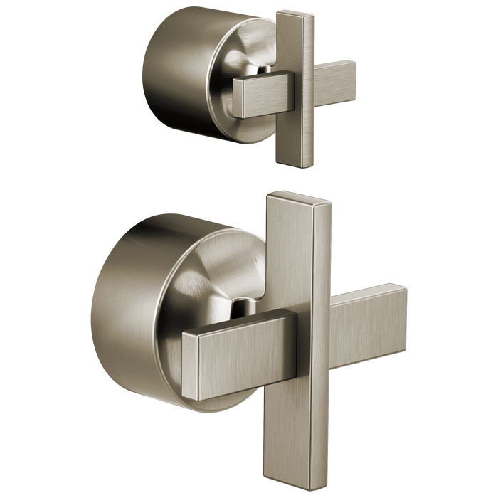 Brizo Levoir HX75P98 Pressure Balance Valve with Integrated Diverter Trim Cross Handle Kit, luxe nickel