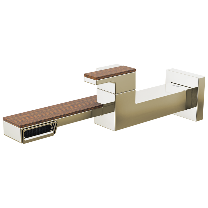 Brizo Frank Lloyd Wright T65722LF Single-Handle Wall Mount Lavatory Faucet 1.2 GPM, polished nickel wood