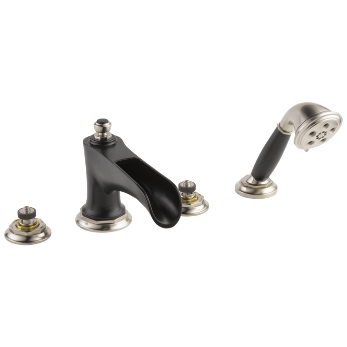 Brizo Rook T67461 Roman Tub with Handshower, luxe nickel matte black