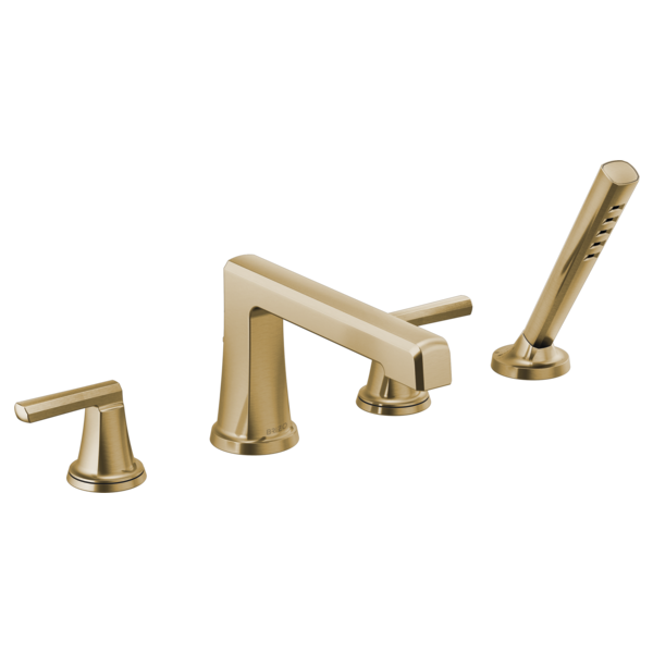 Brizo Levoir T67498 Roman Tub Faucet With Handshower - Less Handles, luxe gold - view 2
