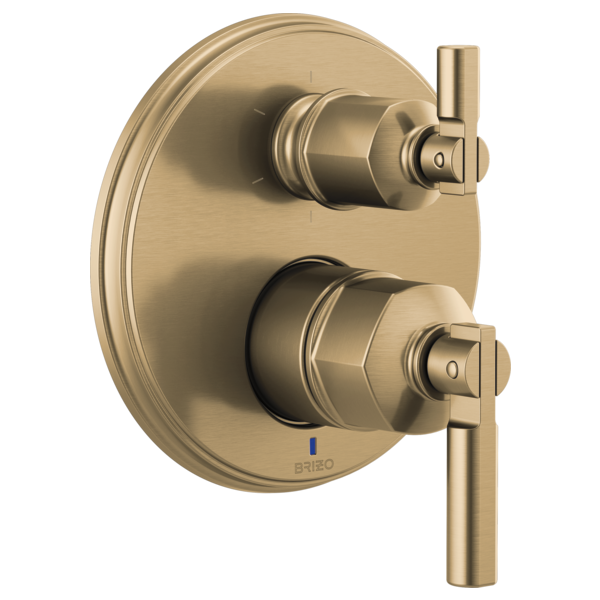Brizo Invari T75P676 Pressure Balance Valve With Integrated 6-Function Diverter Trim - Less Handles, luxe gold