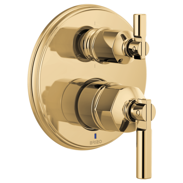 Brizo Invari T75P676 Pressure Balance Valve With Integrated 6-Function Diverter Trim - Less Handles, polished gold