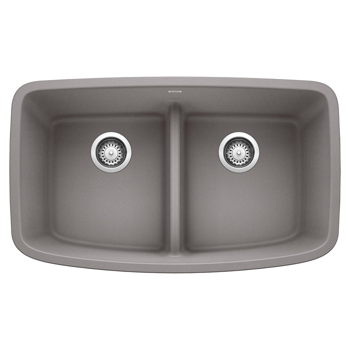 BLANCO 442202 Valea Equal Double Bowl Kitchen Sink with Low Divide - Metallic Gray
