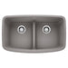 BLANCO 442202 Valea Equal Double Bowl Kitchen Sink with Low Divide - Metallic Gray