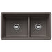 BLANCO 443117 Precis Reversible 1-3/4 Double Bowl Kitchen Sink with Low Divide - Volcano Gray