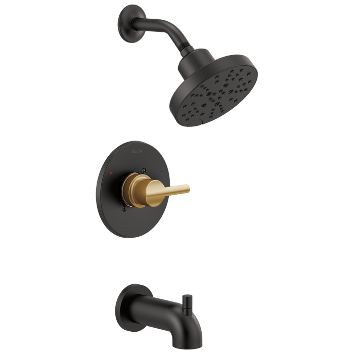 Delta Nicoli 144749 Monitor 14 Series Tub and Shower with SureDock Hand Shower, matte black champagne bronze
