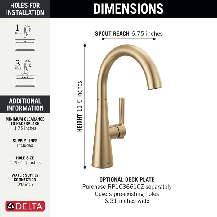 Delta 14882LF Single Handle Bar Prep Faucet, champagne bronze - view 5