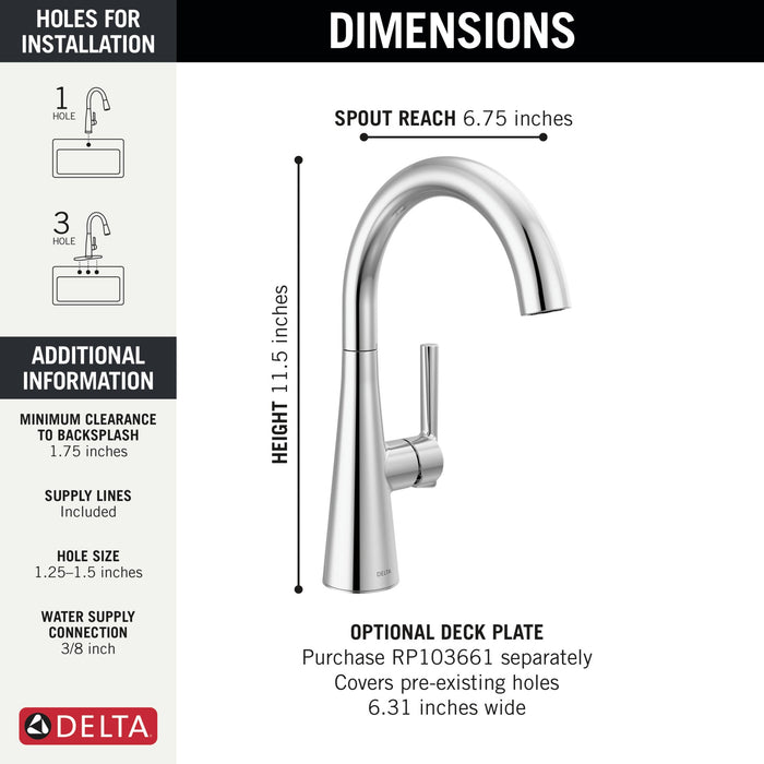 Delta 14882LF Single Handle Bar Prep Faucet, chrome - view 5