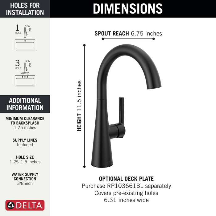 Delta 14882LF Single Handle Bar Prep Faucet, matte black - view 5