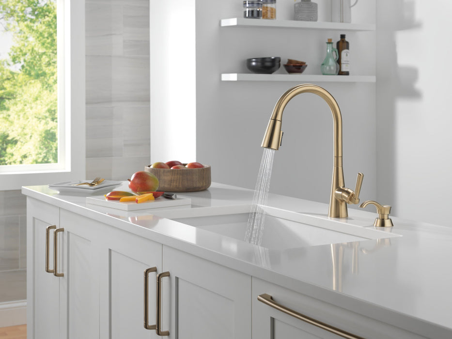 Delta Boyd 19893Z Single Handle Pull-Down Kitchen Faucet with Soap Dispenser and ShieldSpray Technology, champagne bronze...
