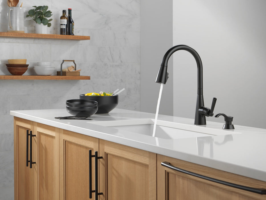 Delta Boyd 19893Z Single Handle Pull-Down Kitchen Faucet with Soap Dispenser and ShieldSpray Technology, matte black - view 4