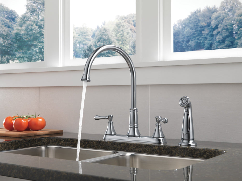 Delta Cassidy 2497LF Two Handle Kitchen Faucet with Spray