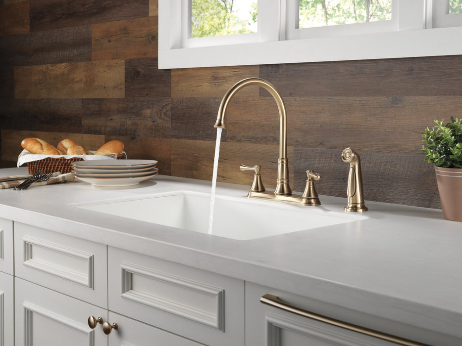 Delta Cassidy 2497LF Two Handle Kitchen Faucet with Spray