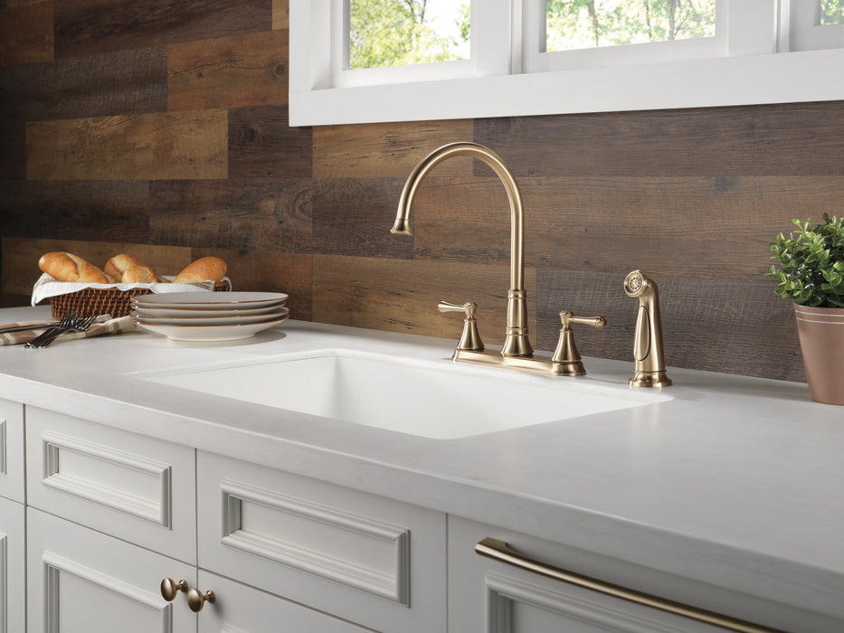 Delta Cassidy 2497LF Two Handle Kitchen Faucet with Spray