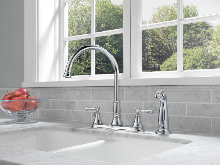 Delta Cassidy 2497LF Two Handle Kitchen Faucet with Spray