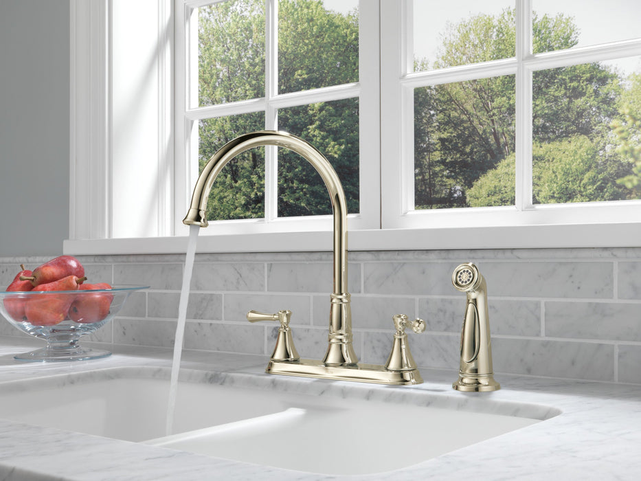 Delta Cassidy 2497LF Two Handle Kitchen Faucet with Spray