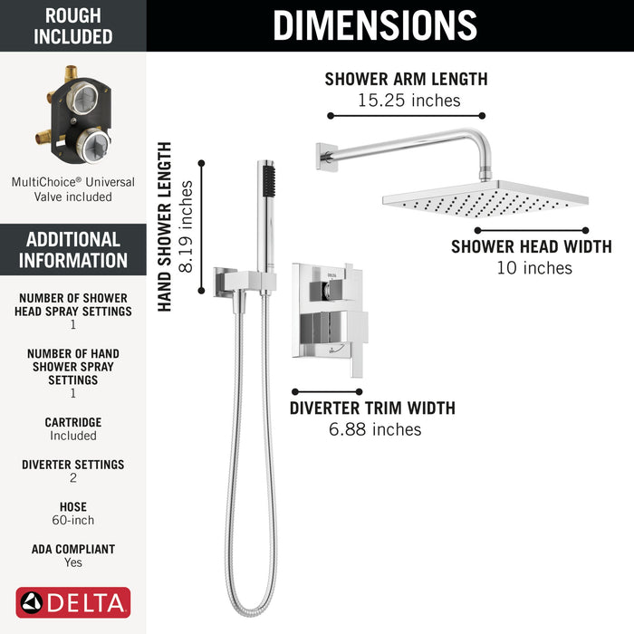 Delta Modern 342701 Monitor 14 Series Shower with Raincan, Hand Shower & Rough Valve, chrome - view 2