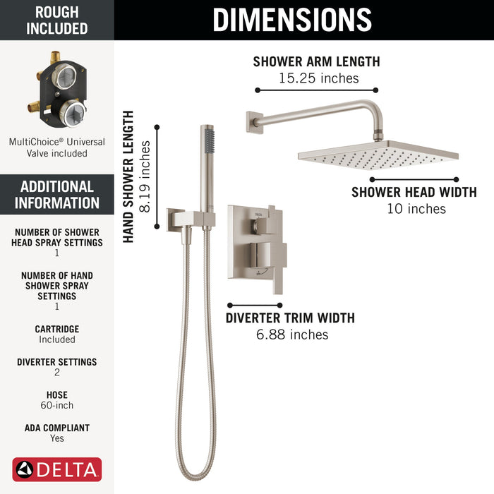 Delta Modern 342701 Monitor 14 Series Shower with Raincan, Hand Shower & Rough Valve, spotshield brushed nickel - view 2