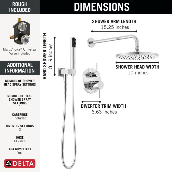 Delta Modern 342702 Monitor 14 Series Shower with Raincan, Hand Shower & Rough Valve, chrome - view 2