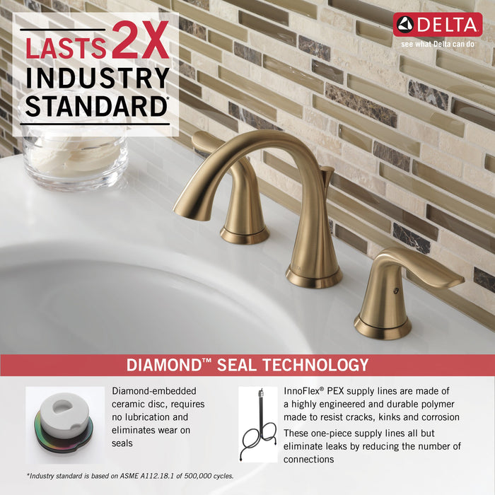 Delta Lahara 3538 Two Handle Widespread Bathroom Faucet, champagne bronze - view 4