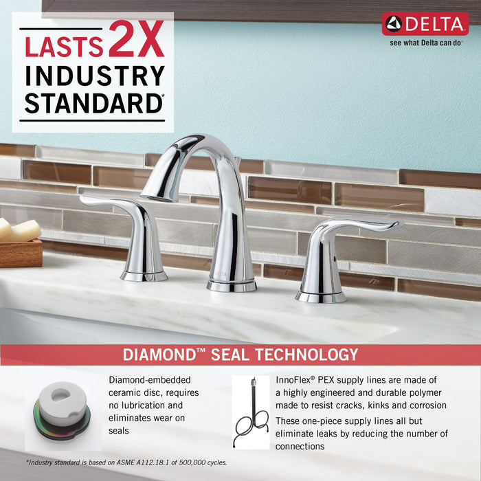 Delta Lahara 3538 Two Handle Widespread Bathroom Faucet, chrome - view 5