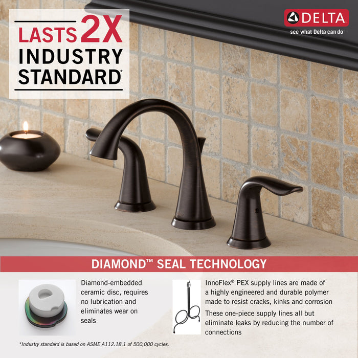 Delta Lahara 3538 Two Handle Widespread Bathroom Faucet, venetian bronze - view 3