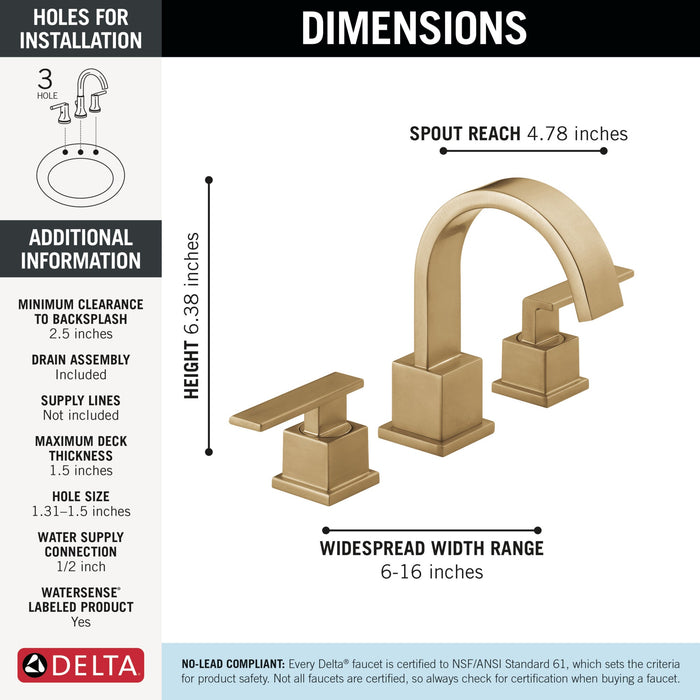 Delta Vero 3553LF Two Handle Widespread Bathroom Faucet