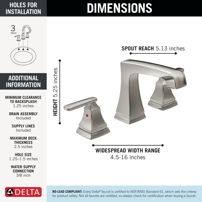 Delta Ashlyn 3564 Two Handle Widespread Bathroom Faucet, stainless - view 5