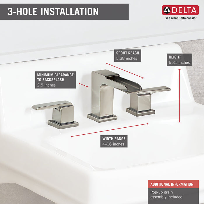 Delta Ara 3568LF Two Handle Widespread Channel Bathroom Faucet