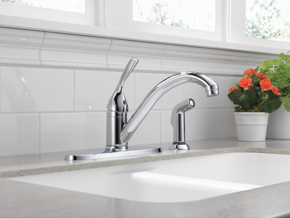 Delta 134 / 100 / 300 / 400 Series 400 Single Handle Kitchen Faucet with Spray, chrome - view 2