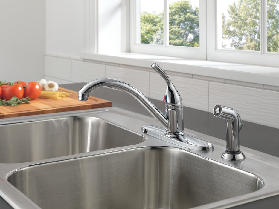 Delta 134 / 100 / 300 / 400 Series 400 Single Handle Kitchen Faucet with Spray, chrome - view 3
