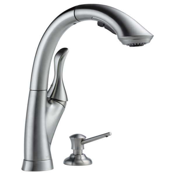 Delta Linden 4153 Single Handle Pull-Out Kitchen Faucet, arctic stainless - view 2