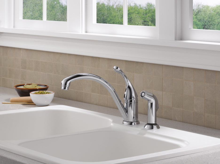 Delta Collins 441 Single Handle Kitchen Faucet with Spray, chrome - view 2