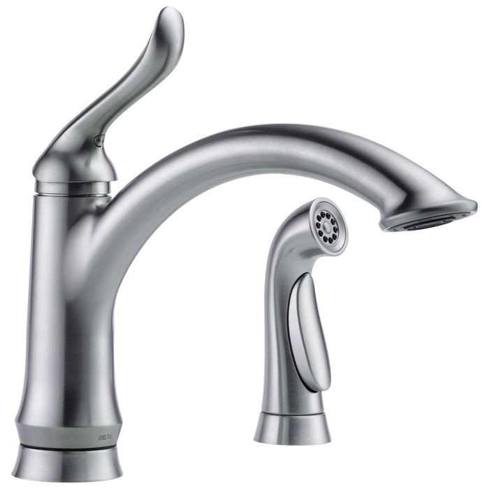 Delta Linden 4453 Single Handle Kitchen Faucet with Spray, arctic stainless