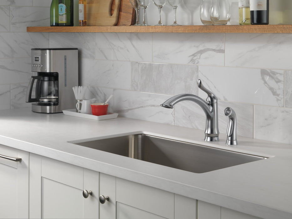 Delta Linden 4453 Single Handle Kitchen Faucet with Spray, arctic stainless - view 2