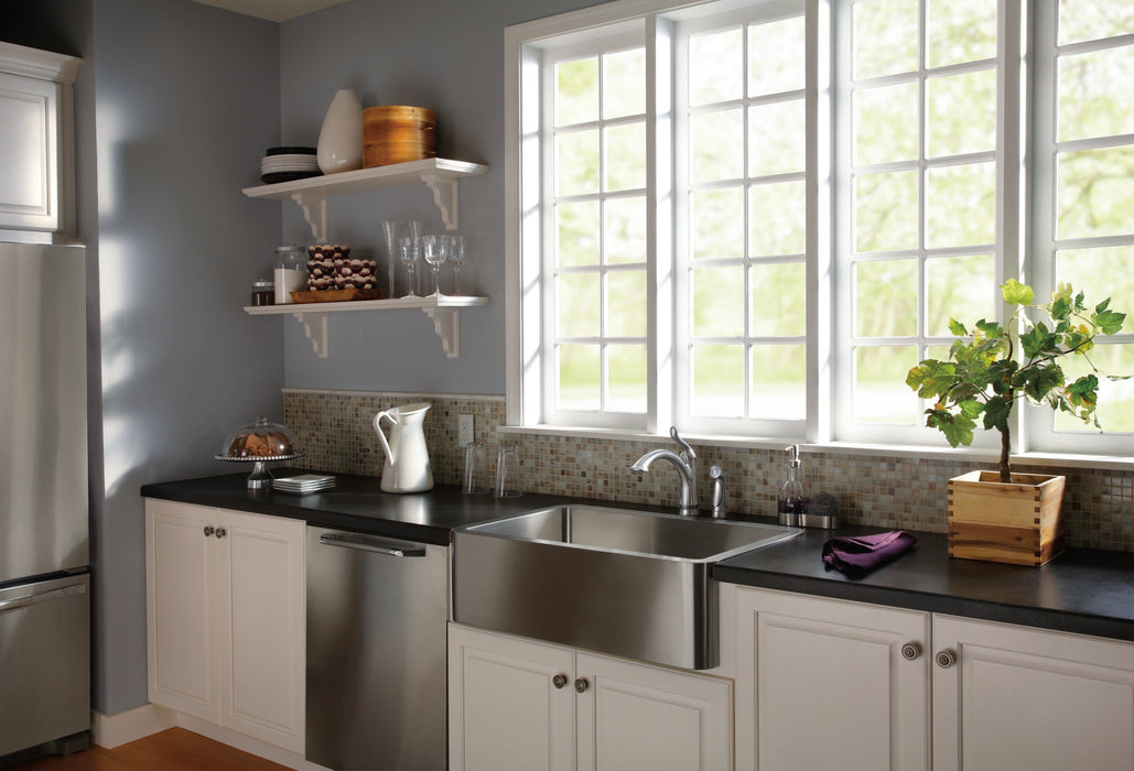 Delta Linden 4453 Single Handle Kitchen Faucet with Spray, arctic stainless - view 3