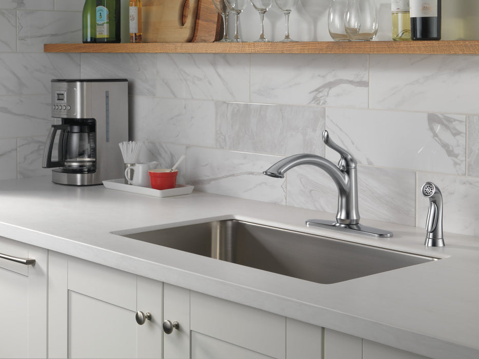 Delta Linden 4453 Single Handle Kitchen Faucet with Spray, arctic stainless - view 4