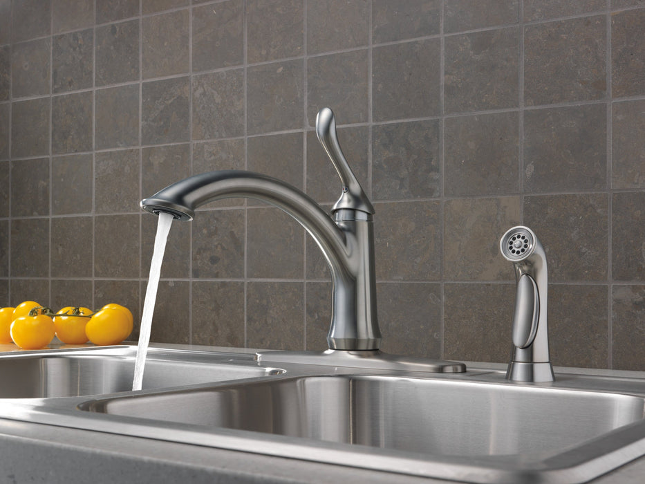 Delta Linden 4453 Single Handle Kitchen Faucet with Spray, arctic stainless - view 5