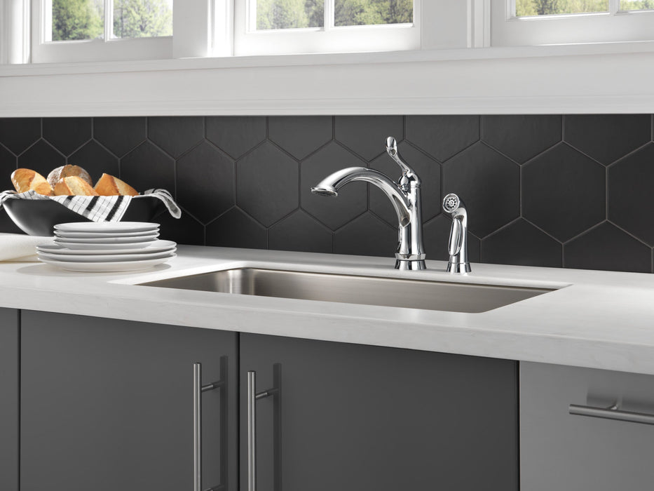 Delta Linden 4453 Single Handle Kitchen Faucet with Spray, chrome - view 3