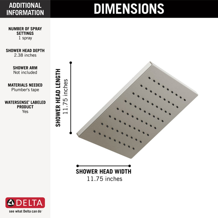 Delta Universal Showering Components 52159 Single-Setting Metal Raincan Shower Head, lumicoat stainless - view 4