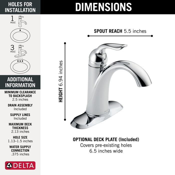Delta Lahara 538 Single Handle Bathroom Faucet, chrome - view 5