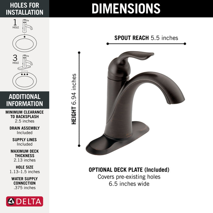 Delta Lahara 538 Single Handle Bathroom Faucet, venetian bronze - view 5