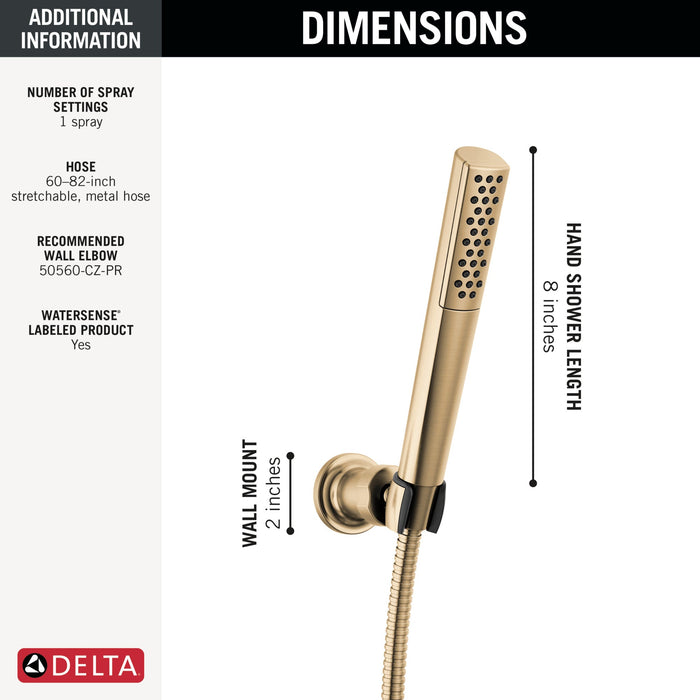 Delta Universal Showering Components 55808 Premium Single-Setting Adjustable Wall Mount Hand Shower, lumicoat champagne...