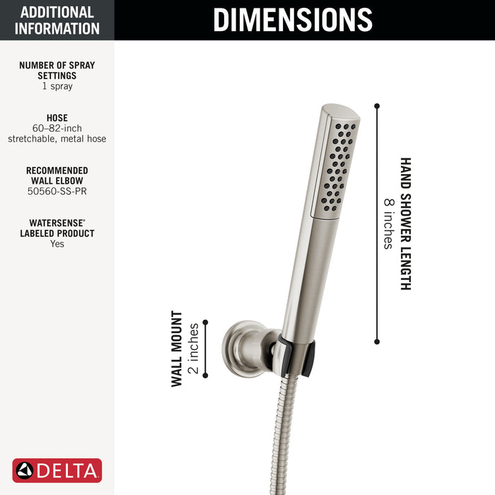 Delta Universal Showering Components 55808 Premium Single-Setting Adjustable Wall Mount Hand Shower, lumicoat stainless -...
