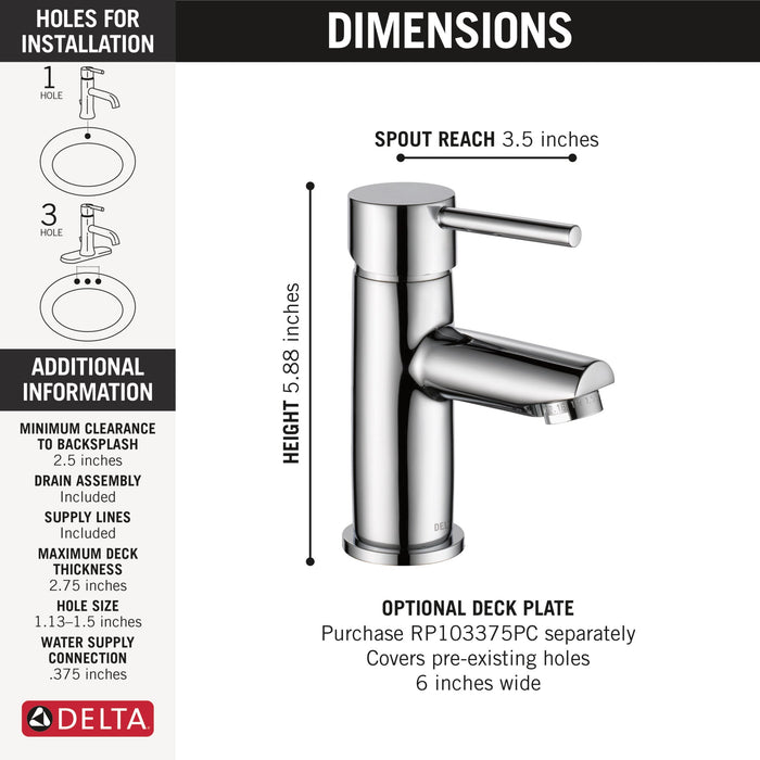 Delta Modern 559LF Single Handle Project-Pack Bathroom Faucet, chrome - view 4