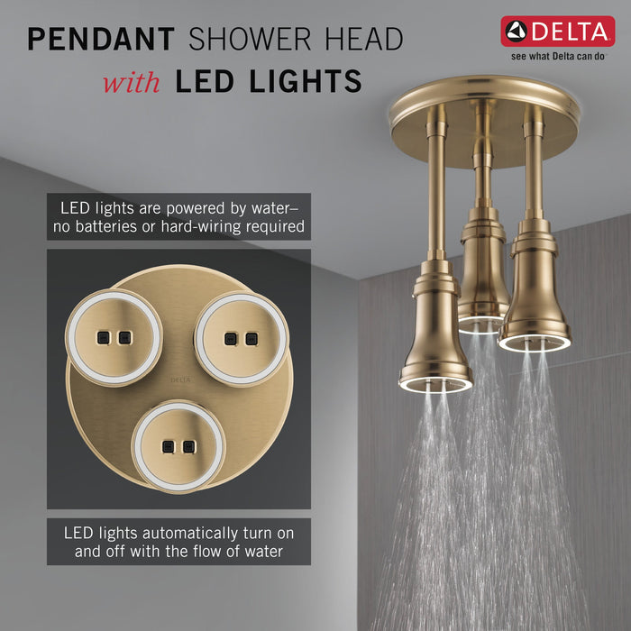 Delta Universal Showering Components 57190 H2OKINETIC Pendant Raincan Shower Head with LED Light, champagne bronze - view 4