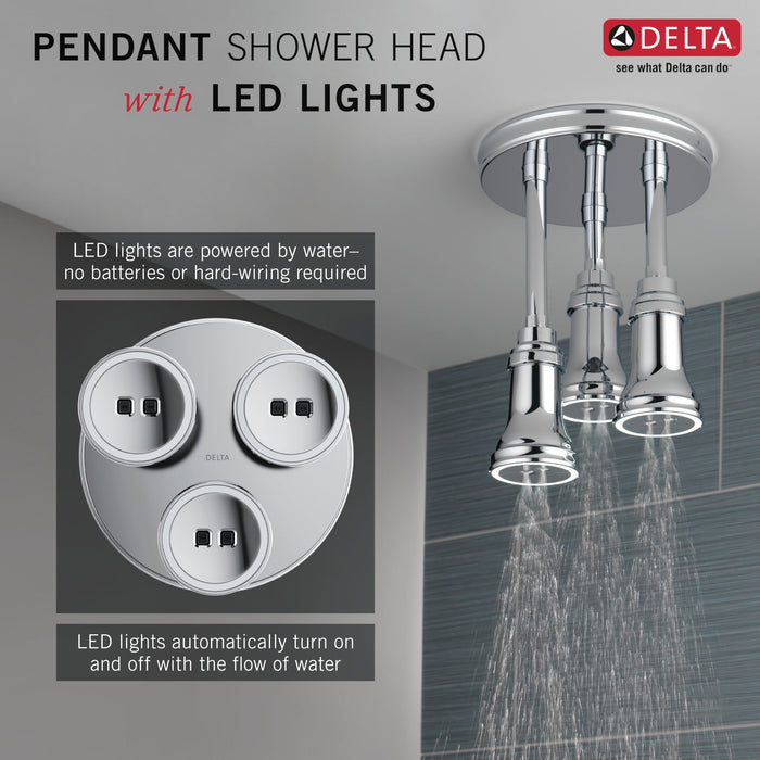 Delta Universal Showering Components 57190 H2OKINETIC Pendant Raincan Shower Head with LED Light, chrome - view 4