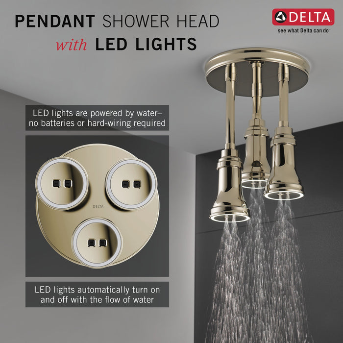 Delta Universal Showering Components 57190 H2OKINETIC Pendant Raincan Shower Head with LED Light, polished nickel - view 4