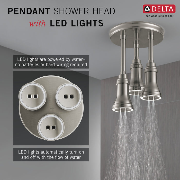 Delta Universal Showering Components 57190 H2OKINETIC Pendant Raincan Shower Head with LED Light, stainless steel - view 4