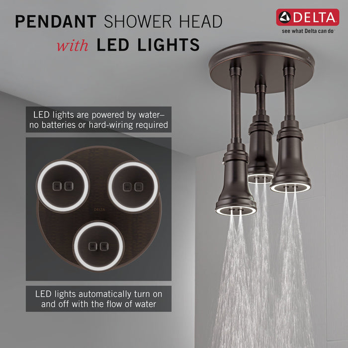 Delta Universal Showering Components 57190 H2OKINETIC Pendant Raincan Shower Head with LED Light, venetian bronze - view 4